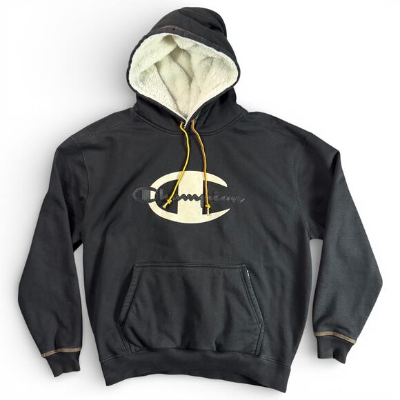 Champion x Timberland Sherpa Lined Pullover Hoodie Mens XL Black Heavyweight